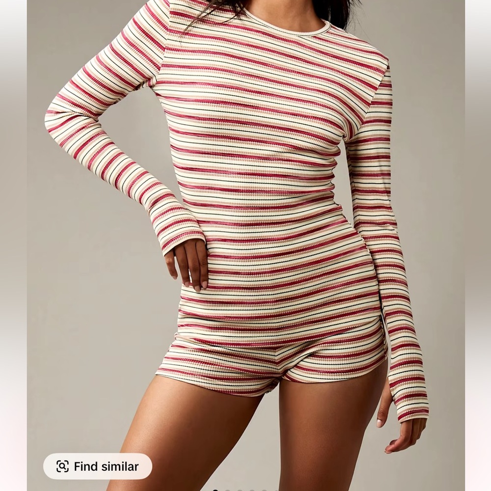 Striped Long Sleeve Knit Lounge Set